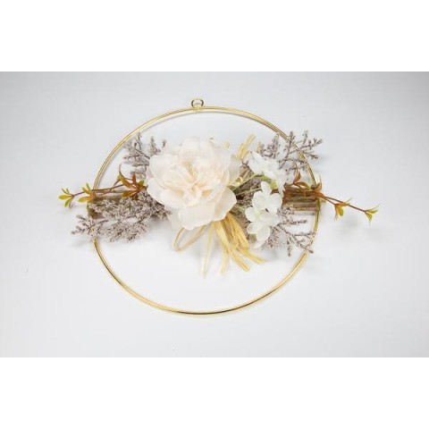 CERCHIO METALLO CON FIORE H25 PANNA